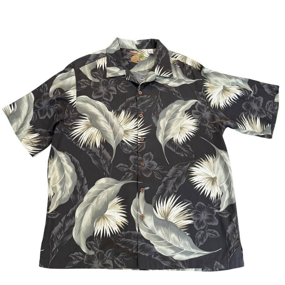 Caribbean silk blend Hawaiian Palm Leaves Men's Button Shirt size L